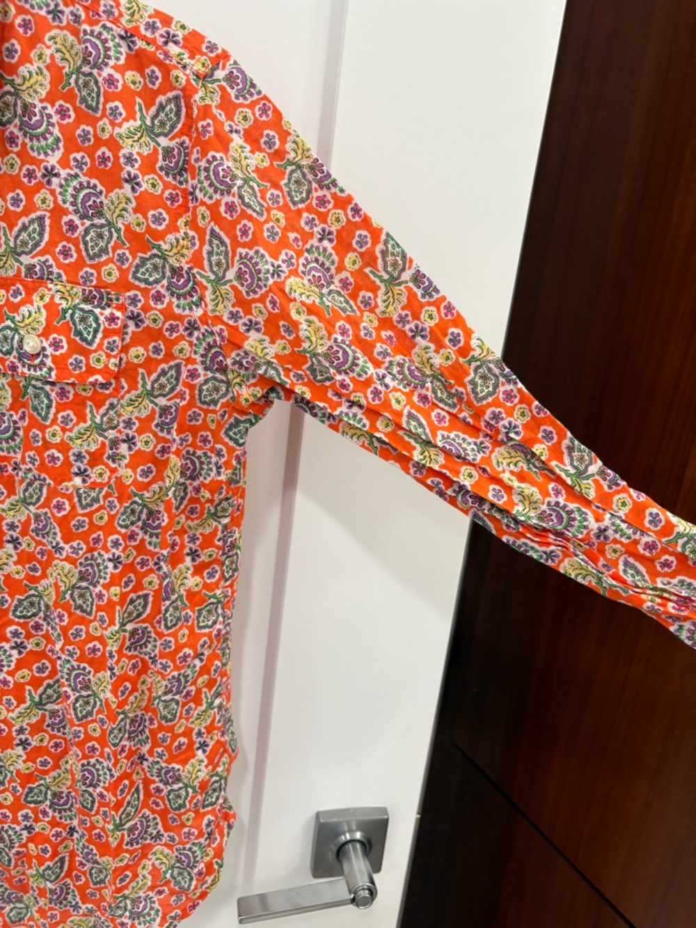 Lauren Ralph Lauren Cotton Orange Paisley Floral Button Down Size Medium - Picture 4 of 11